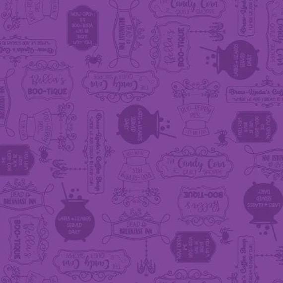 Maywood Studio Kimberbell Hometown Halloween Fabric Collection Potions on Purple Premium 100% Cotton Quilt Shop Quality Fabrics