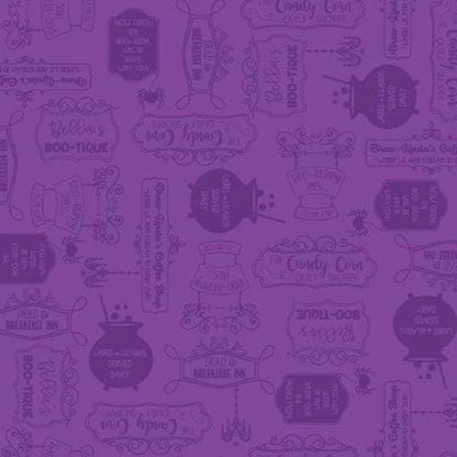 Maywood Studio Kimberbell Hometown Halloween Fabric Collection Potions on Purple Premium 100% Cotton Quilt Shop Quality Fabrics
