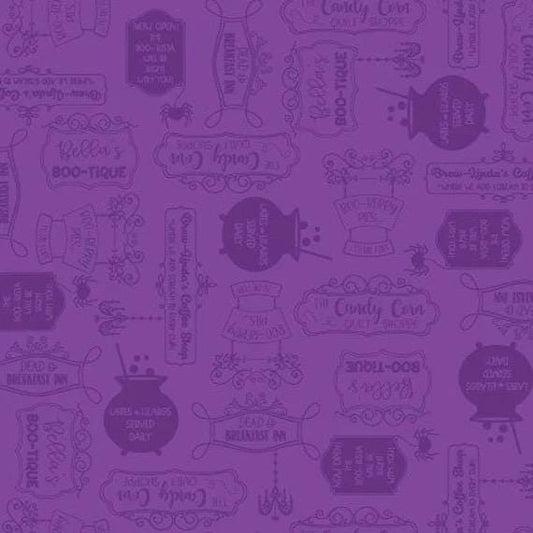 Maywood Studio Kimberbell Hometown Halloween Fabric Collection Potions on Purple Premium 100% Cotton Quilt Shop Quality Fabrics