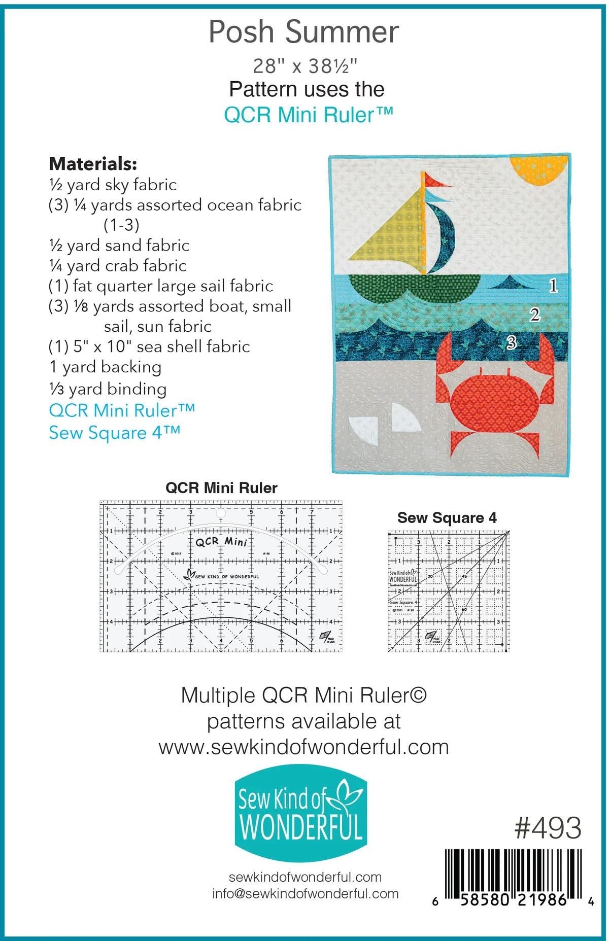 Sew Kind of Wonderful Posh Summer Wall Quilt Pattern #493 Finished Size: 28"x38.5" (SKW Rulers Sold Separately)