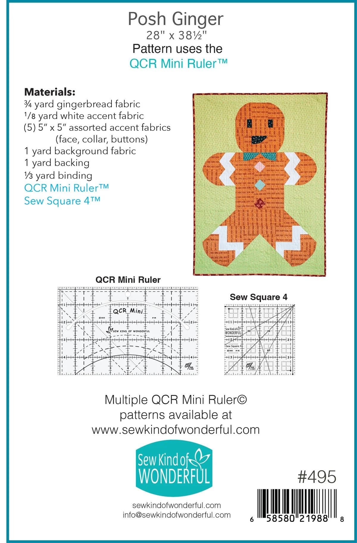 Sew Kind of Wonderful Posh Ginger Wallhanging Pattern Finished Size: 28"x38.5" (SKW Rulers Sold Separately)
