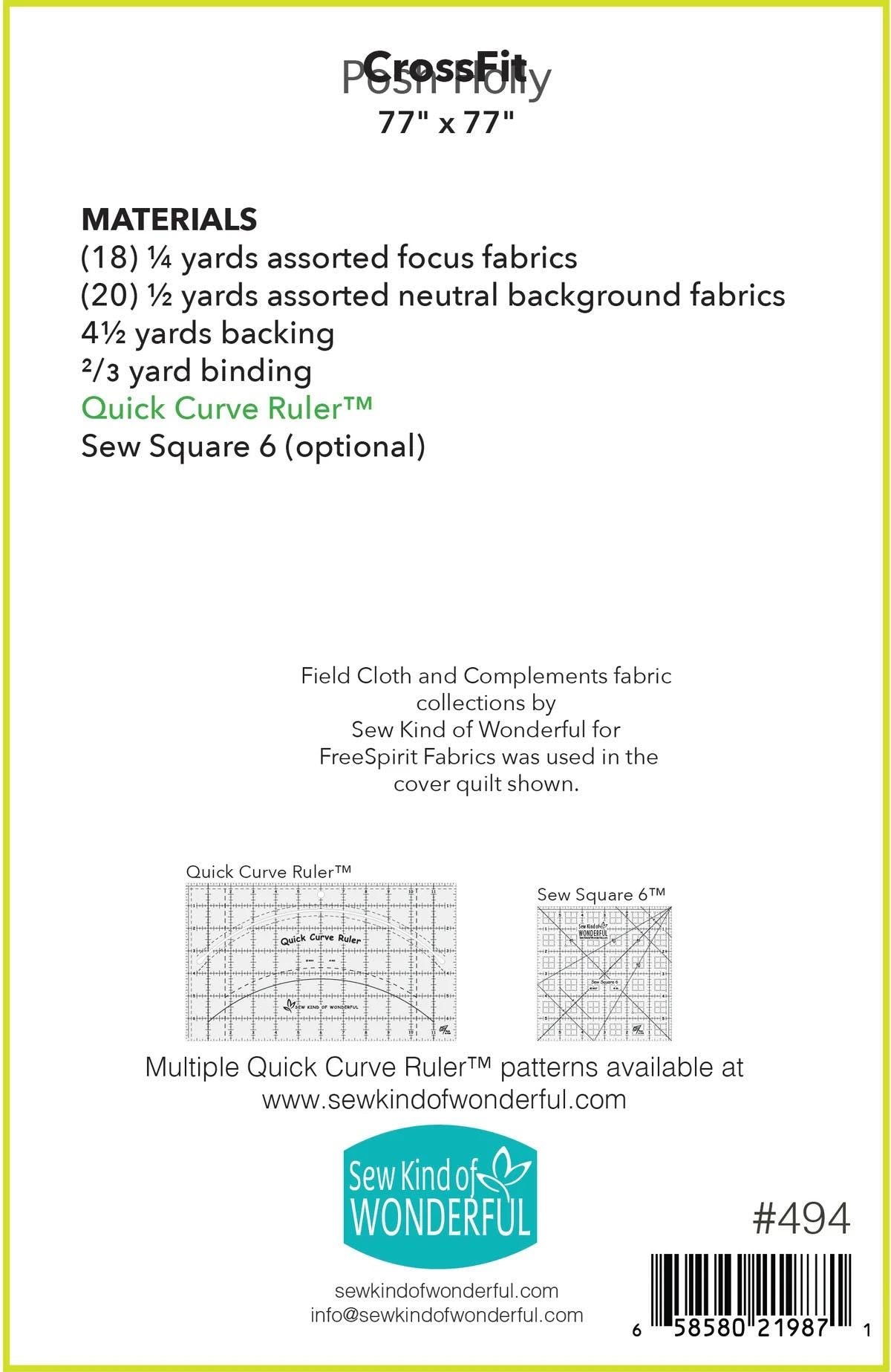 Sew Kind of Wonderful Crossfit Quilt Pattern #494 Finished Size: 77"x77" (SKW Rulers Sold Separately)