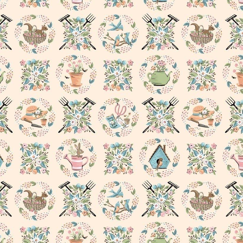 Poppie Cotton Garden Party Fabric Collection Sweet Wreaths on Yellow Authentic Premium 100% Cotton Quilt Shop Quality Fabrics