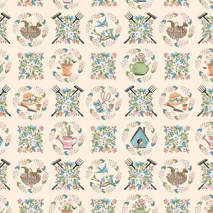 Poppie Cotton Garden Party Fabric Collection Sweet Wreaths on Yellow Authentic Premium 100% Cotton Quilt Shop Quality Fabrics