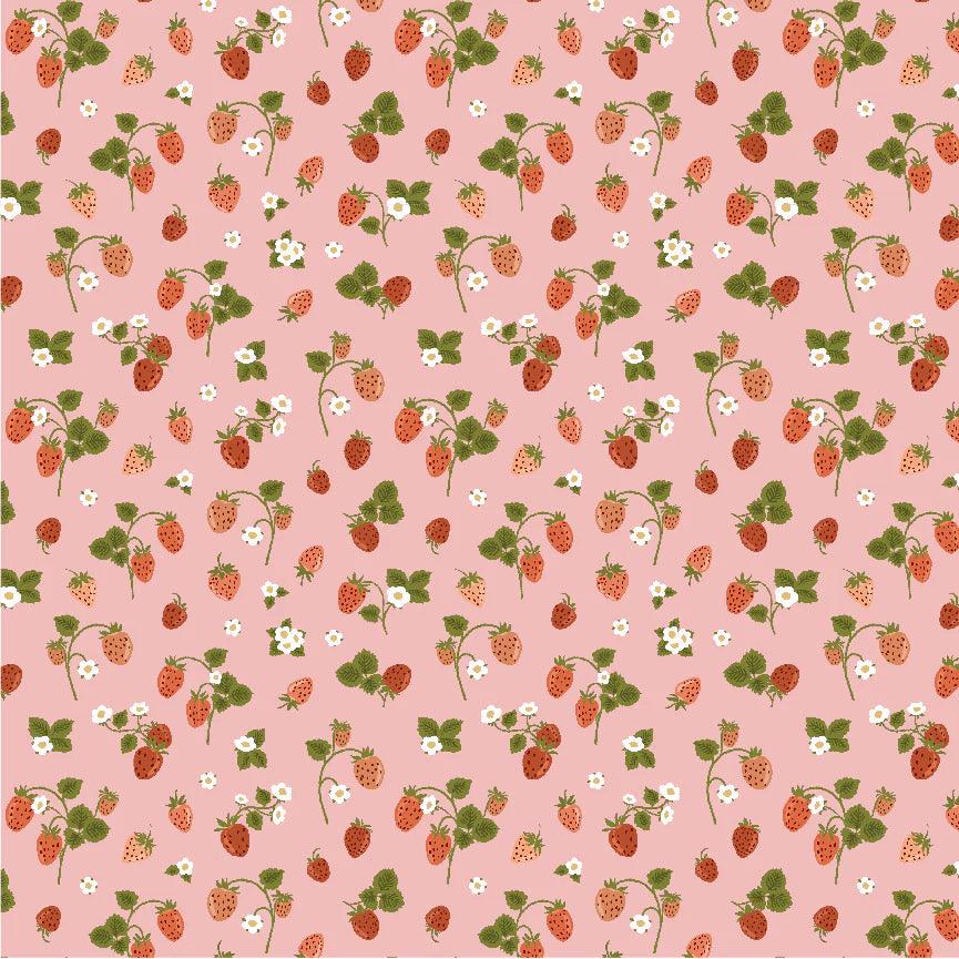 Poppie Cotton Promise Me Fabric Collection Strawberry Bouquet on Pink Authentic Premium 100% Cotton Quilt Shop Quality Fabrics