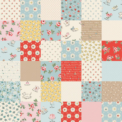 Poppie Cotton My Favorite Things Fabric Collection Vintage Apron on Blue Authentic Premium 100% Cotton Fabrics