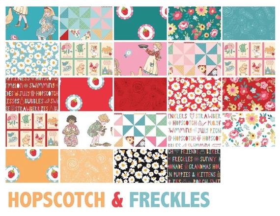 Poppie Cotton Hopscotch & Freckles 24 Piece Fat Quarter Bundle Premium 100% Cotton Quilt Shop Quality Fabrics