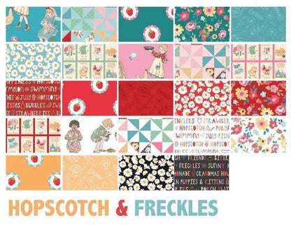 Poppie Cotton Hopscotch & Freckles 24 Piece Fat Quarter Bundle Premium 100% Cotton Quilt Shop Quality Fabrics