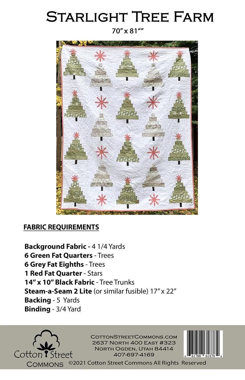 Cotton Street Commons Starlight Tree Farm Quilt Pattern Finished Size 70”x81”