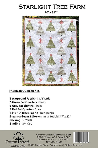 DIGITAL DOWNLOAD Cotton Street Commons Starlight Tree Farm Quilt Pattern Finished Size 70”x81”