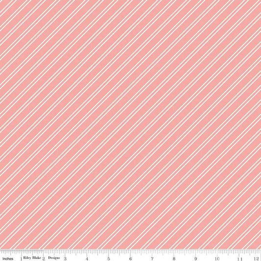 Riley Blake Between The Pages Fabric Collection Stripes on Coral Authentic Premium 100% Cotton Quilt Shop Quality Fabrics