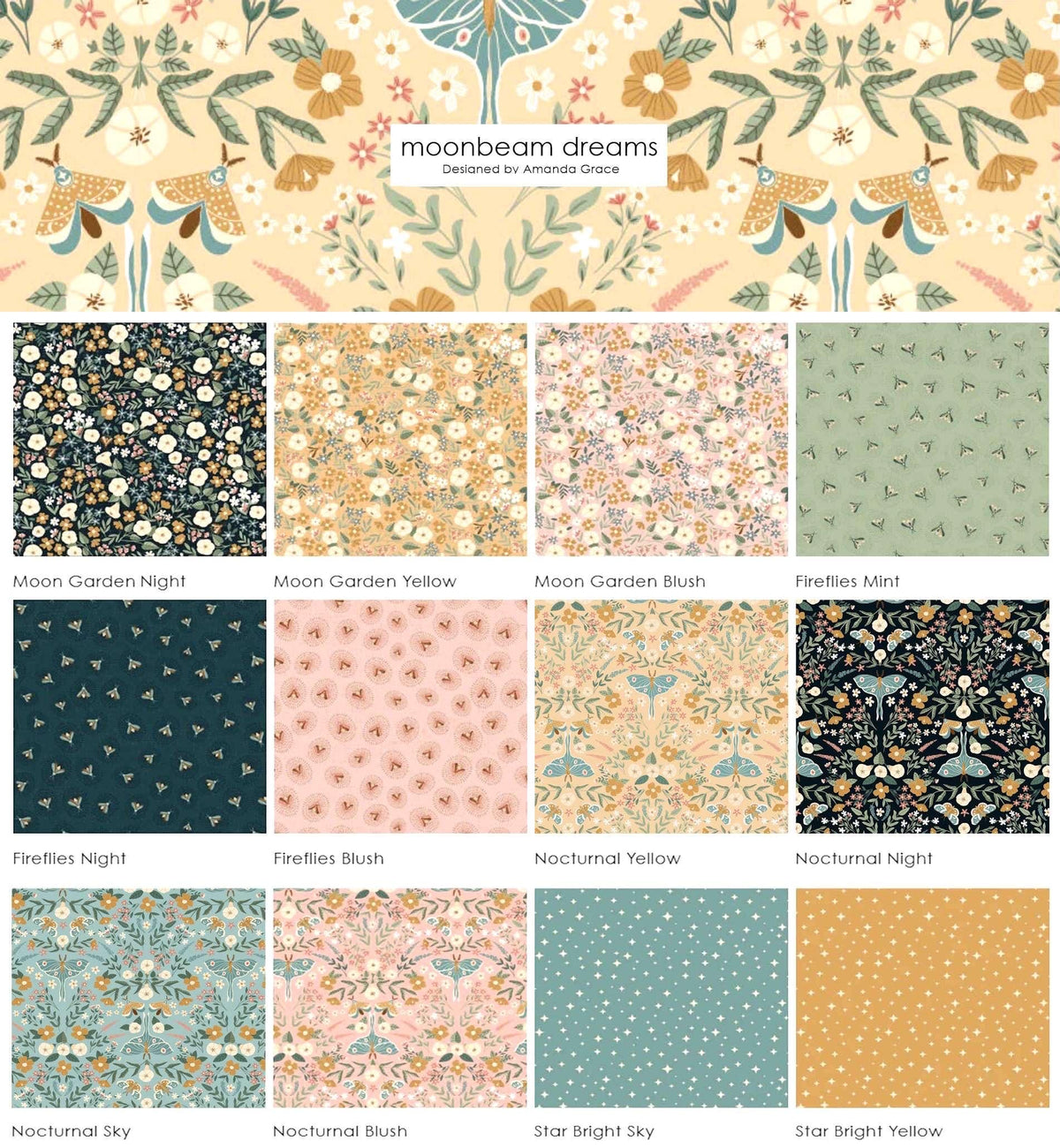 LIMITED EDITION!! Poppie Cotton Moonbeam Nights Quilt Kit Featuring Poppie Cotton Moonbeam Dreams Fabric Collection Finished Size: 70"x82"