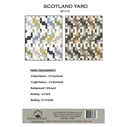PDF Cotton Street Commons Scotland Yard Quilt Pattern Finished Size: 60"x72"
