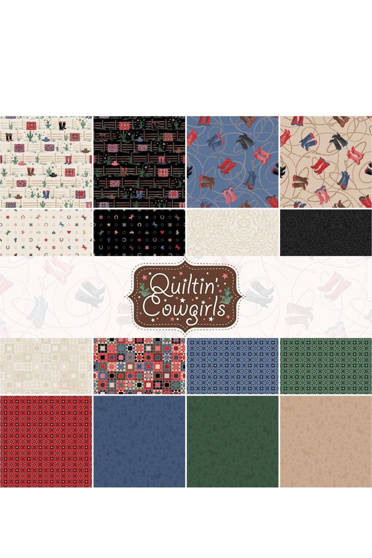 Maywood Studio Quiltin' Cowgirls Fabric Collection 40pc (2.5" Strips) Jellyroll Authentic Premium 100% Cotton Fabrics