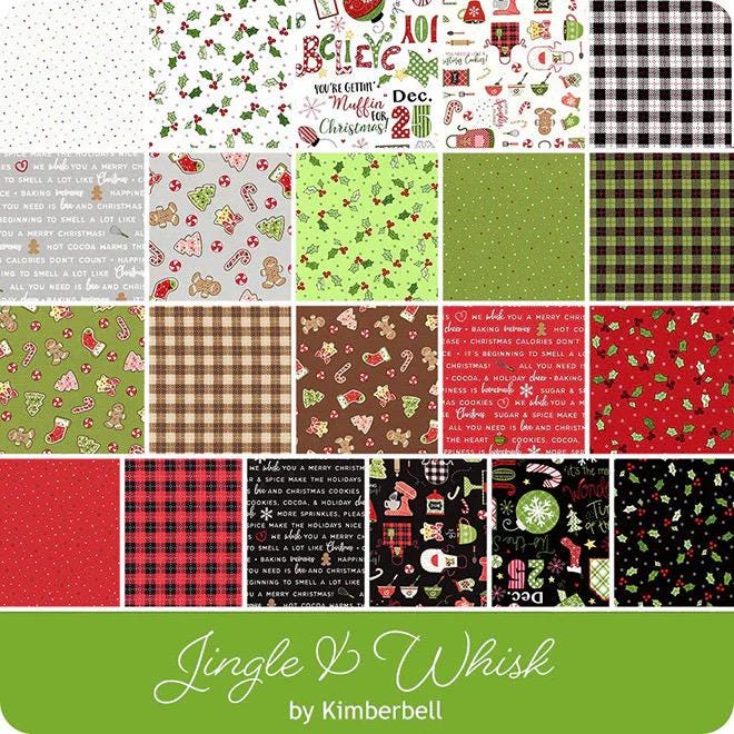 Maywood Studio Kimberbell Jingle & Whisk Fabric Collection Merry Christmas Cookies on Green MAS9671-G