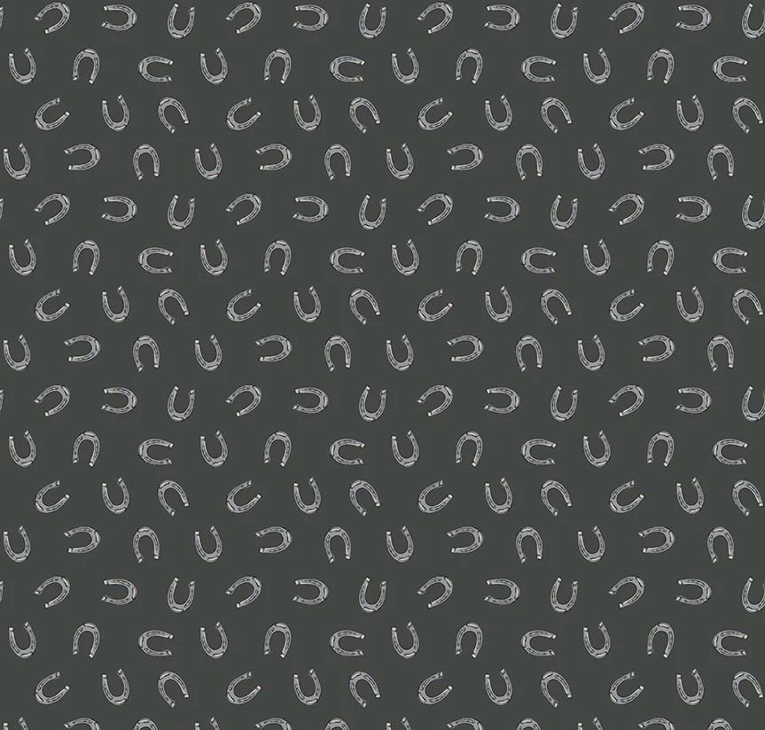 Riley Blake Cowboys By Echo Park Fabric Collection Horseshoes on Graphite Authentic Premium 100% Cotton Fabrics