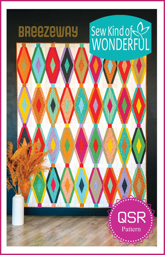 Sew Kind of Wonderful Breezeway Quilt Pattern Finished Size 63"x82" (SKW Rulers Sold Separately)
