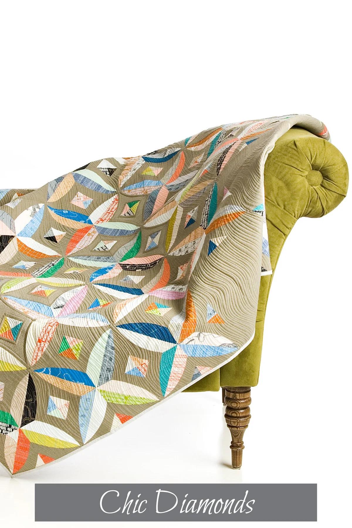 Sew Kind of Wonderful Chic Diamonds Quilt Pattern #415 Finished Size: 54"x54" (SKW Rulers Sold Separately)