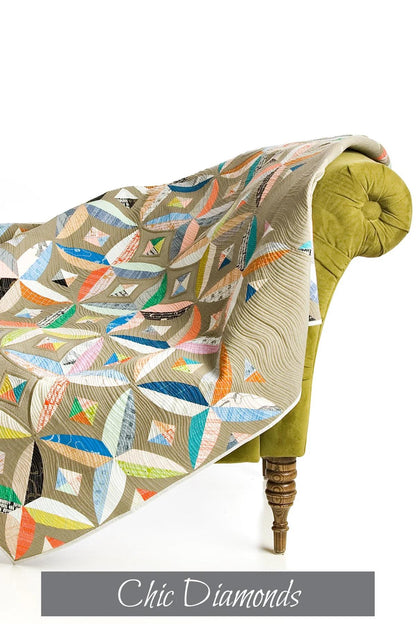 Sew Kind of Wonderful Chic Diamonds Quilt Pattern #415 Finished Size: 54"x54" (SKW Rulers Sold Separately)