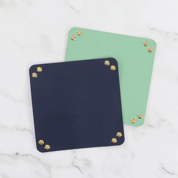 Kimberbebll Kimber Blanks Mint & Navy Snap Trays 8.25"x8.25"