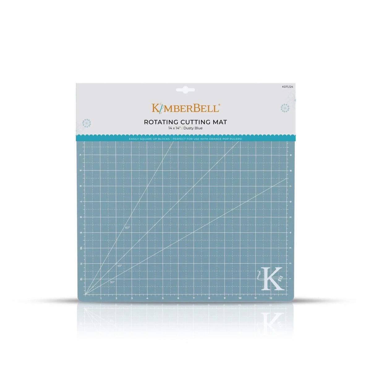 Kimberbebll 14"x14" Dusty Blue Rotating Cutting Mat - Easily Square Up Blocks ~ Perfect For Use With Orange Pop Rulers! KDTL124