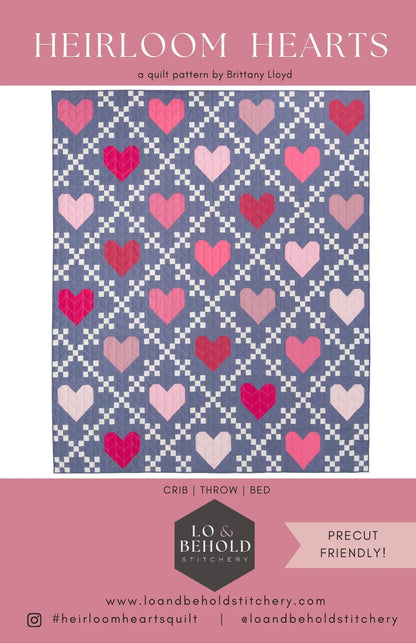 LIMITED EDITION!! Lo and Behold Heirloom Hearts Quilt Kit Featuring Lewis & Irene Bumbleberries Fabric Collection Finished Size: 63"x72"
