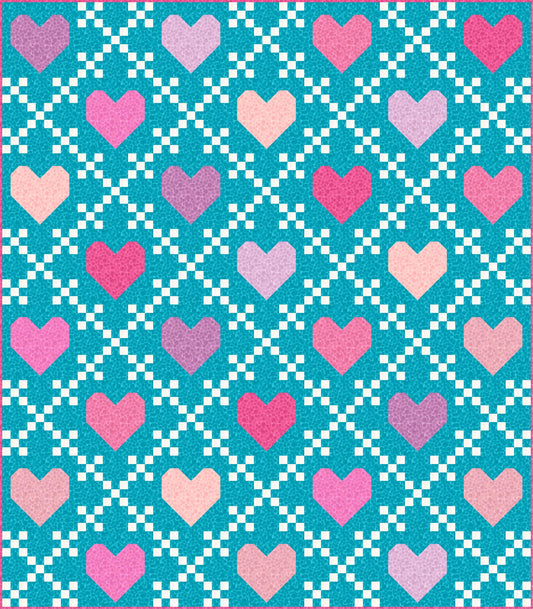 LIMITED EDITION!! Lo and Behold Heirloom Hearts Quilt Kit Featuring Lewis & Irene Bumbleberries Fabric Collection Finished Size: 63"x72"