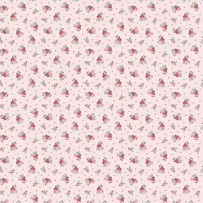 LAST BOLT! Poppie Cotton Frost & Flurry Fabric Collection Berries and Bells on Pink Authentic Premium 100% Cotton Fabric