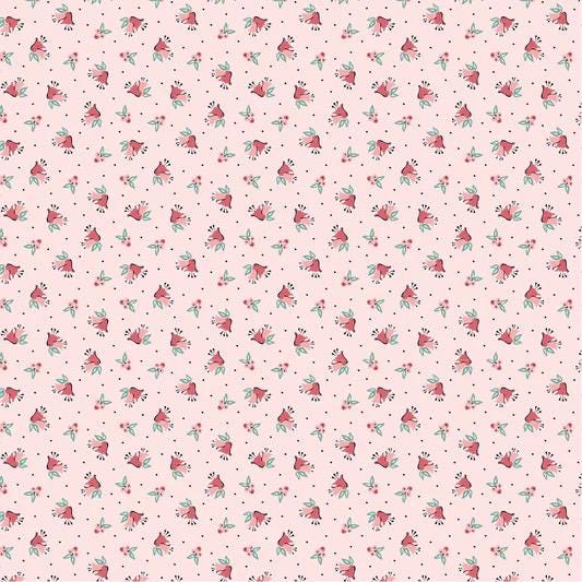 LAST BOLT! Poppie Cotton Frost & Flurry Fabric Collection Berries and Bells on Pink Authentic Premium 100% Cotton Fabric