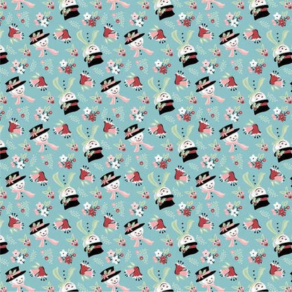 LAST BOLT! Poppie Cotton Frost & Flurry Fabric Collection Snow Tossed on Blue Authentic Premium 100% Cotton Fabrics