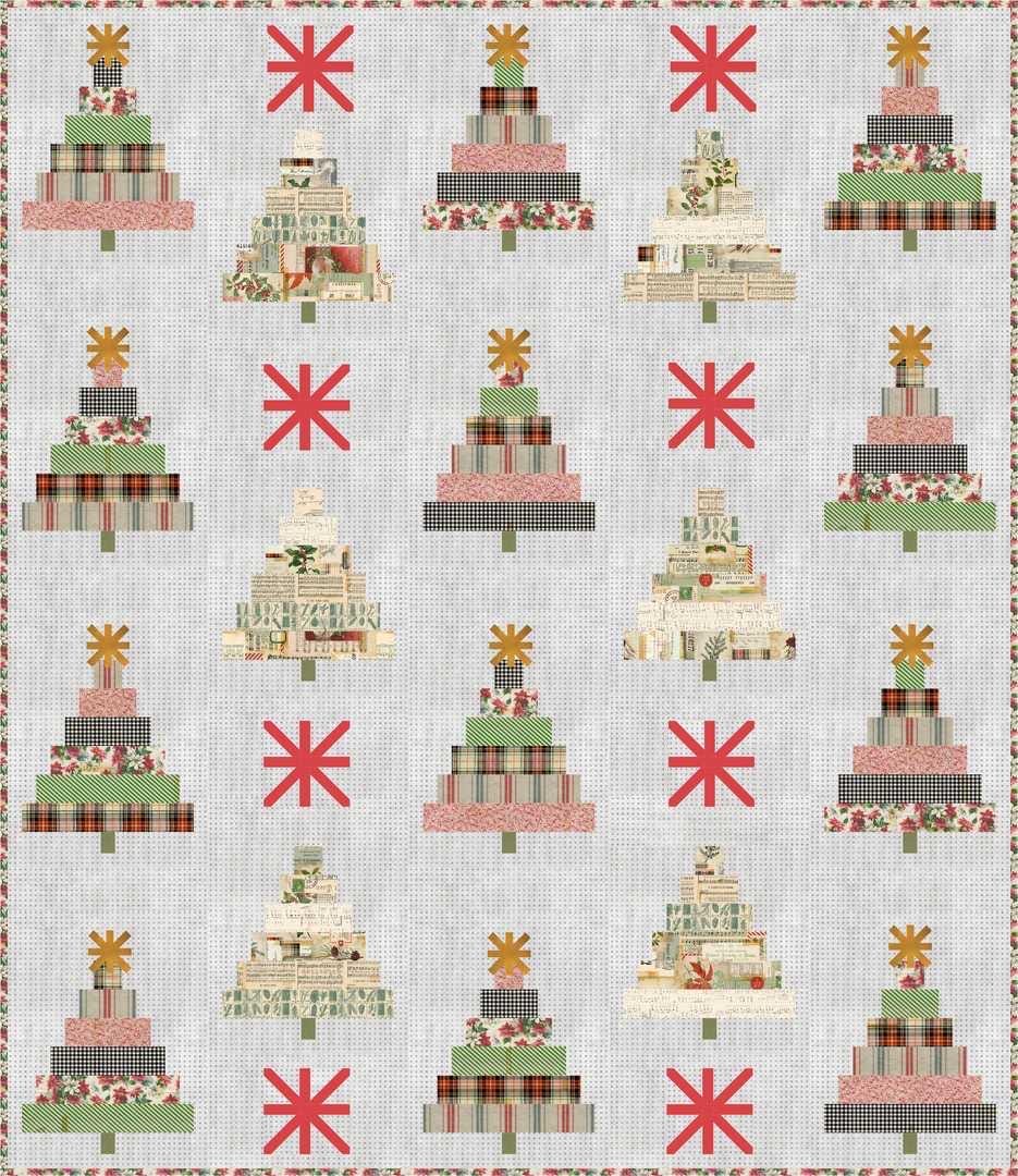 DIGITAL DOWNLOAD Cotton Street Commons Starlight Tree Farm Quilt Pattern Finished Size 70”x81”