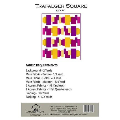 DIGITAL DOWNLOAD Cotton Street Commons Trafalger Square Quilt Pattern Finished Size 62"x74"