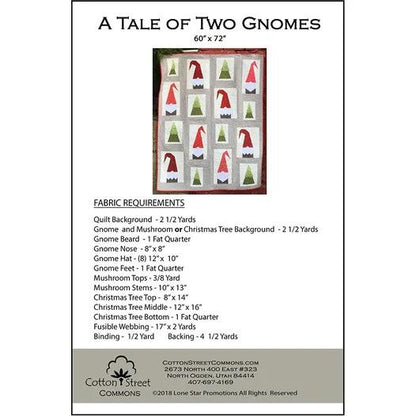 Cotton Street Commons A Tale of Two Gnomes Quilt Pattern Finished Size 60”x72”