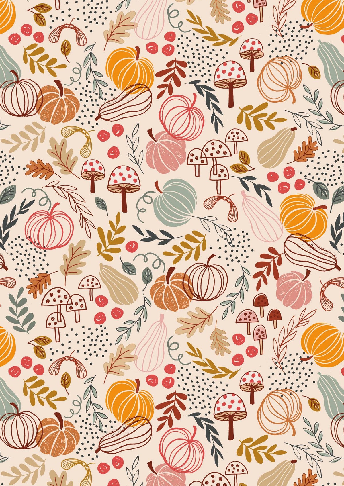 Lewis & Irene Snuggle Season Flannel Fabric Collection Pumpkins on Dark Cream F682.1 Authentic Premium 100% Cotton Flannel