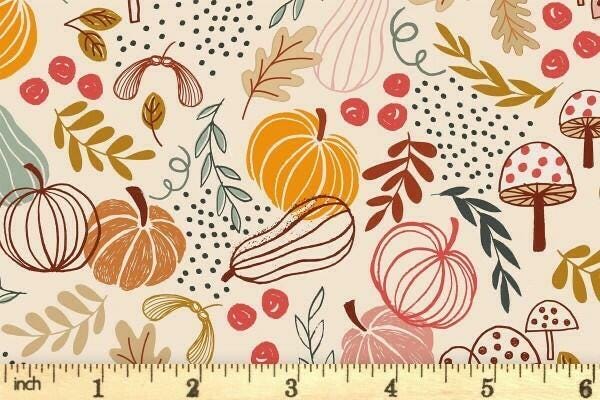Lewis & Irene Snuggle Season Flannel Fabric Collection Pumpkins on Dark Cream F682.1 Authentic Premium 100% Cotton Flannel