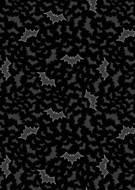 Glow-In-The-Dark Lewis & Irene Castle Spooky Fabric Collection Glowing Bats on Black Authentic Premium 100% Cotton Fabrics
