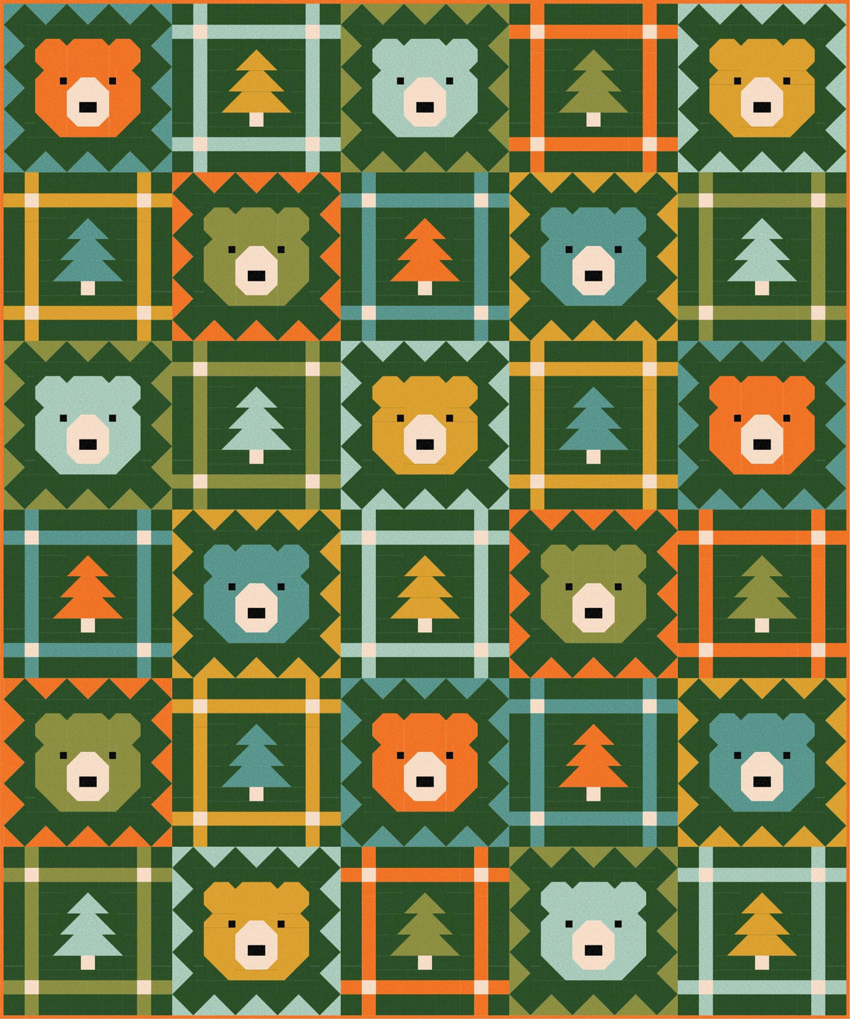 LIMITED EDITION Pen & Paper Patterns Grizzly Grove Quilt Kit Featuring Poppie Cotton Country Confetti Fabric Collection 60.5"x72.5"