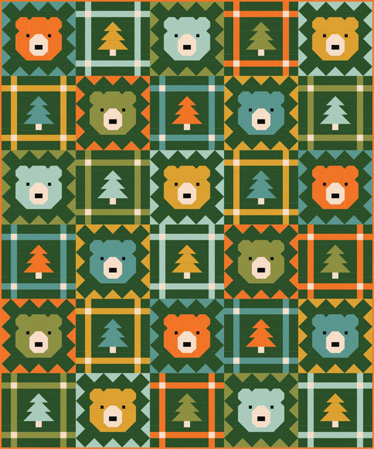 LIMITED EDITION Pen & Paper Patterns Grizzly Grove Quilt Kit Featuring Poppie Cotton Country Confetti Fabric Collection 60.5"x72.5"