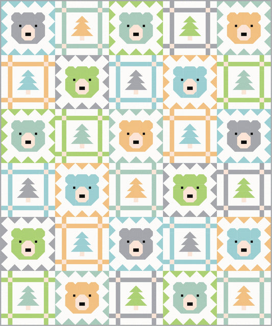 Limited Edition Pen & Paper Patterns Grizzly Grove Quilt Kit Featuring Poppie Cotton Country Confetti Fabric Collection