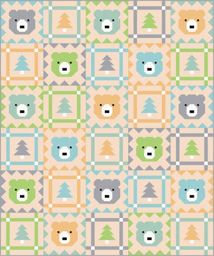 LIMITED EDITION Pen & Paper Patterns Grizzly Grove Quilt Kit Featuring Poppie Cotton Country Confetti Fabric Collection 60.5"x72.5"