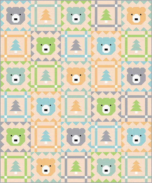 LIMITED EDITION Pen & Paper Patterns Grizzly Grove Quilt Kit Featuring Poppie Cotton Country Confetti Fabric Collection 60.5"x72.5"