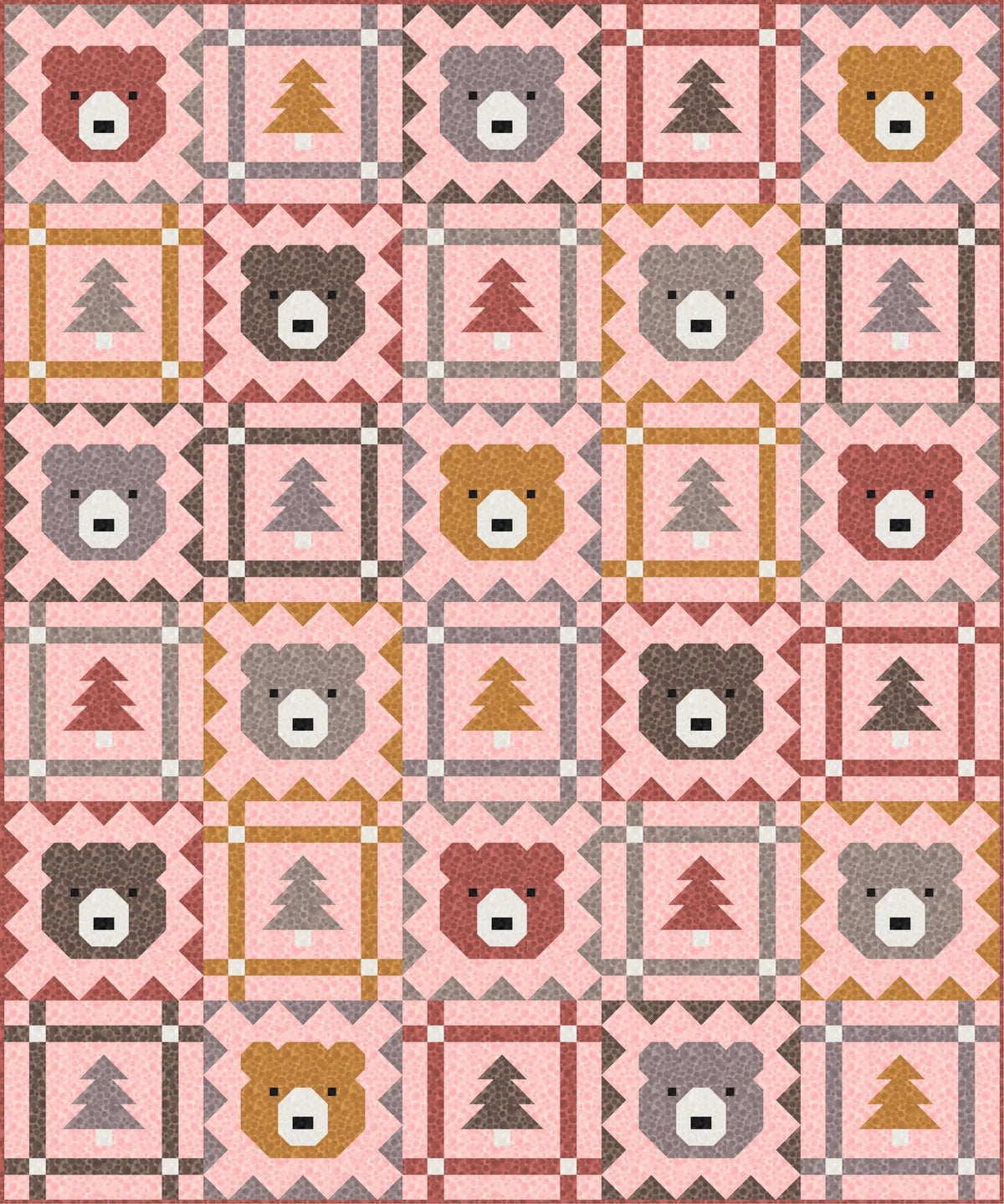 LIMITED EDITION Pen & Paper Patterns Grizzly Grove Quilt Kit Featuring Lewis and Irene Bumbleberries Blenders Fabric Collection 60.5"x72.5"