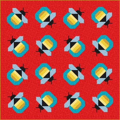 LIMITED EDITION Pen & Paper Patterns Firefly Quilt Kit Featuring Lewis and Irene Bumbleberries Blenders Fabric Collection 72.5"x72.5"