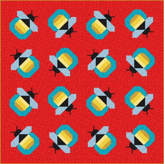 LIMITED EDITION Pen & Paper Patterns Firefly Quilt Kit Featuring Lewis and Irene Bumbleberries Blenders Fabric Collection 72.5"x72.5"