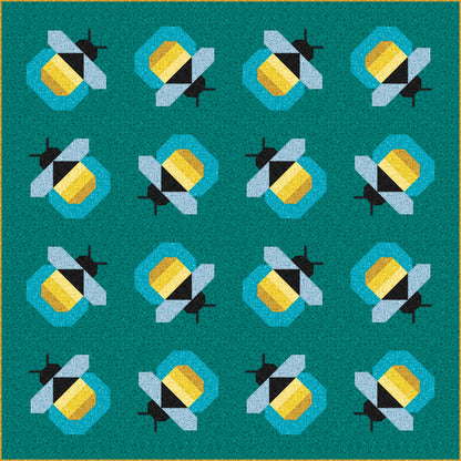 LIMITED EDITION Pen & Paper Patterns Firefly Quilt Kit Featuring Lewis and Irene Bumbleberries Blenders Fabric Collection 72.5"x72.5"