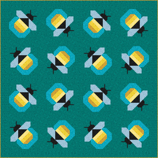 LIMITED EDITION Pen & Paper Patterns Firefly Quilt Kit Featuring Lewis and Irene Bumbleberries Blenders Fabric Collection 72.5"x72.5"
