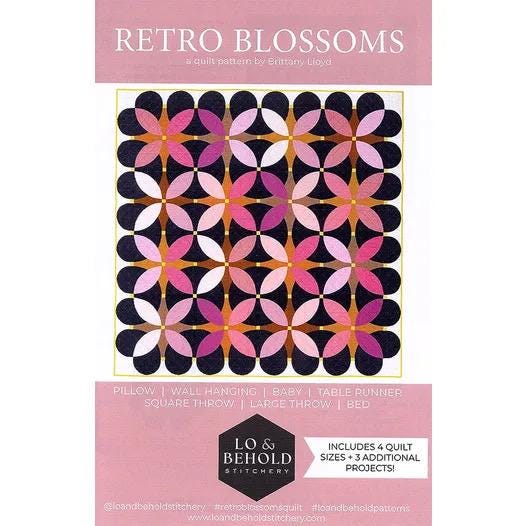 LIMITED EDITION Lo and Behold Retro Blossoms Quilt Kit Featuring Poppie Cotton Fabrics Finished Size: 61"x61"