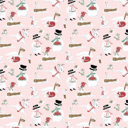 LAST BOLT! Poppie Cotton Frost & Flurry Fabric Collection Mr and Mrs Flurry on Pink Authentic Premium 100% Cotton Fabrics