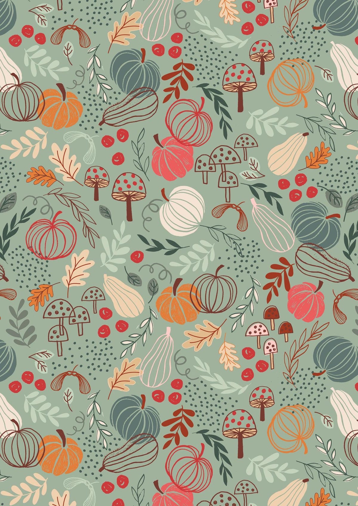 Lewis & Irene Snuggle Season Flannel Fabric Collection Pumpkins on Jade F682.2 Authentic Premium 100% Cotton Flannel