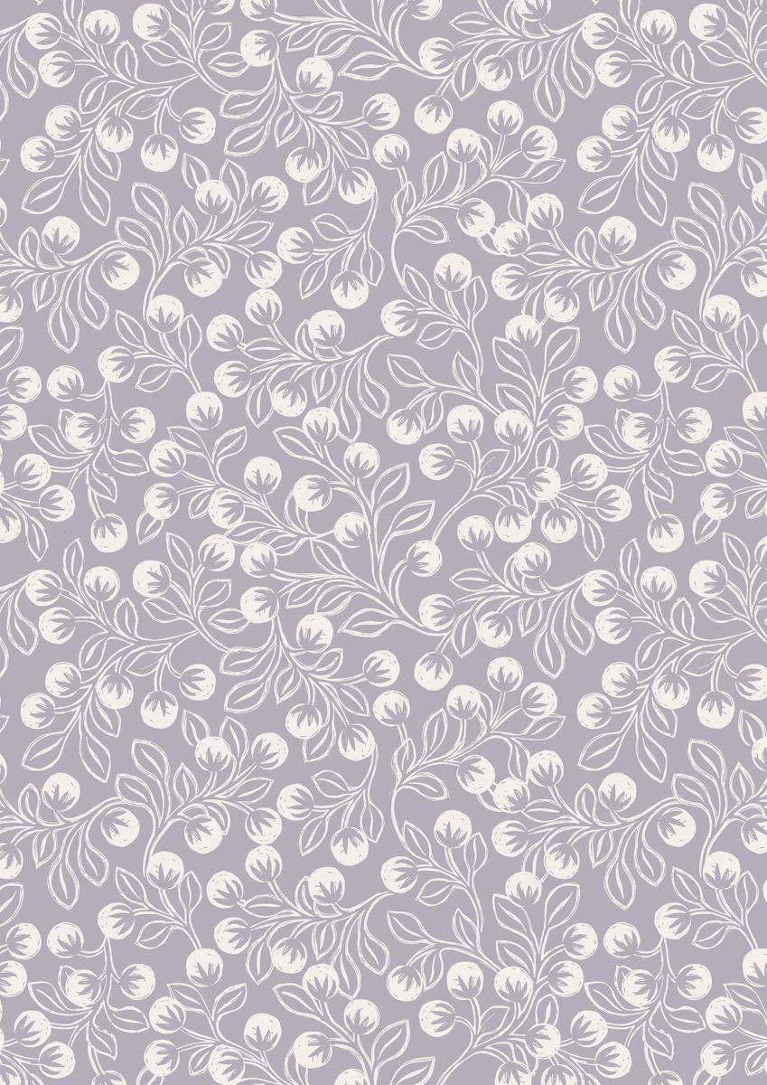 Lewis & Irene Secret Winter Garden Flannel Fabric Collection Snowberries - Iced Lavender Authentic Premium 100% Cotton Flannel Fabric F658.3